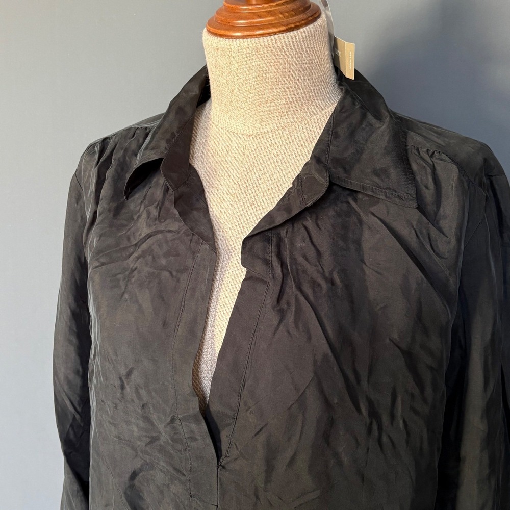 NEW with Tags - J Crew Cupro V-Neck Popover‎ Blouse | Size M | Black